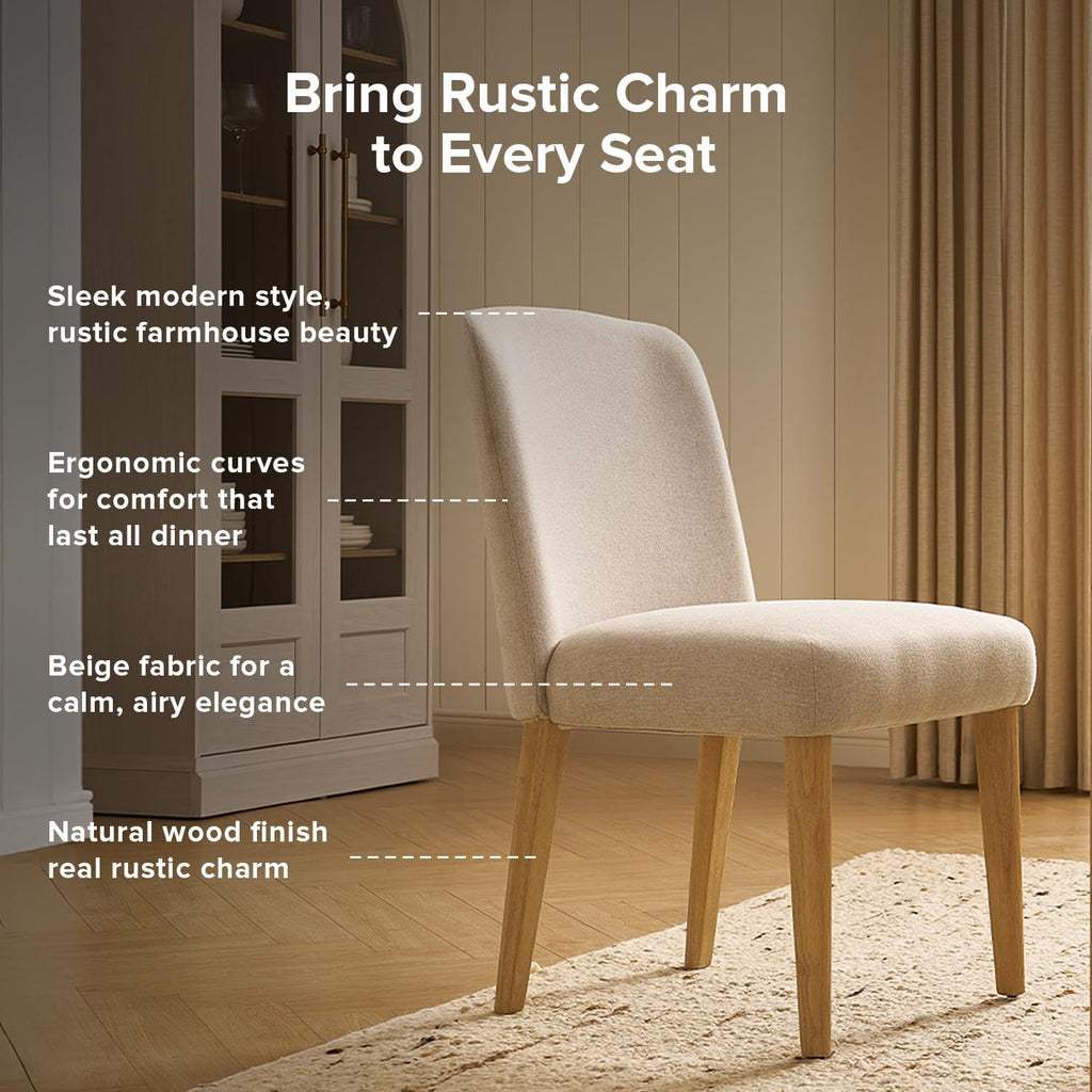 🪑 Upholstered Farmhouse Dining Chair 🌿 Comfortable & Stylish Seating for Home