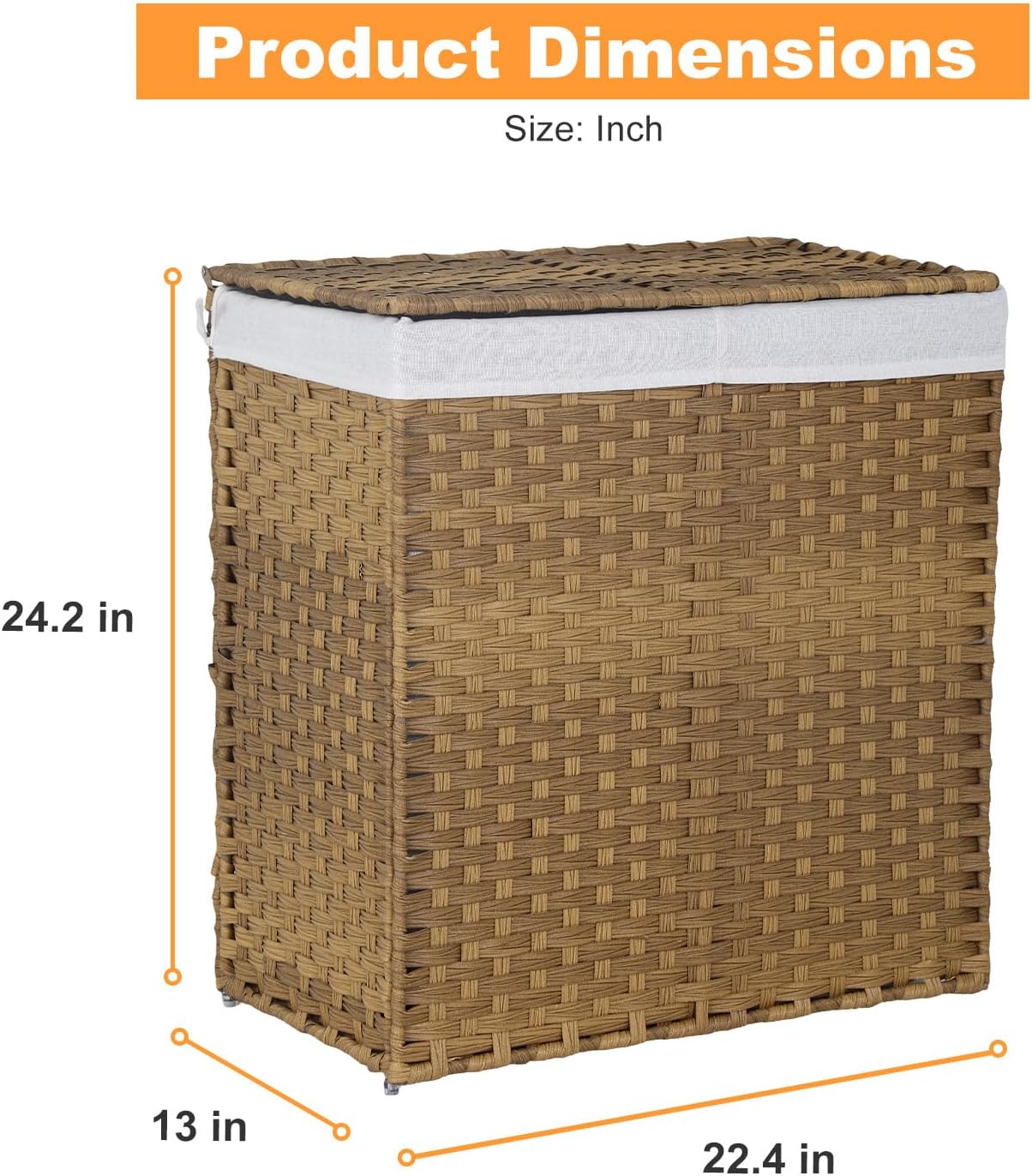 🧺 Handwoven Laundry Basket 🌿 Stylish & Removable Storage for Home