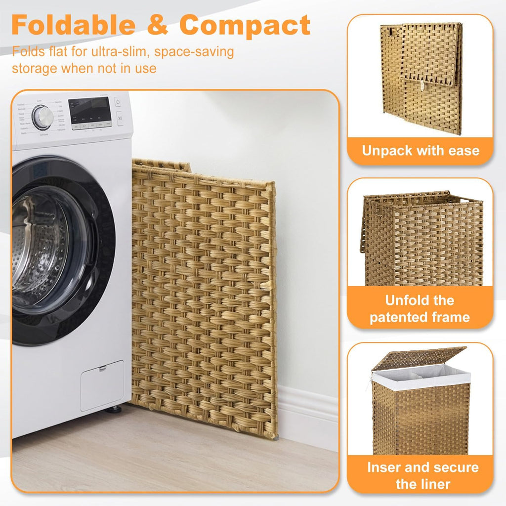 🧺 Handwoven Laundry Basket 🌿 Stylish & Removable Storage for Home