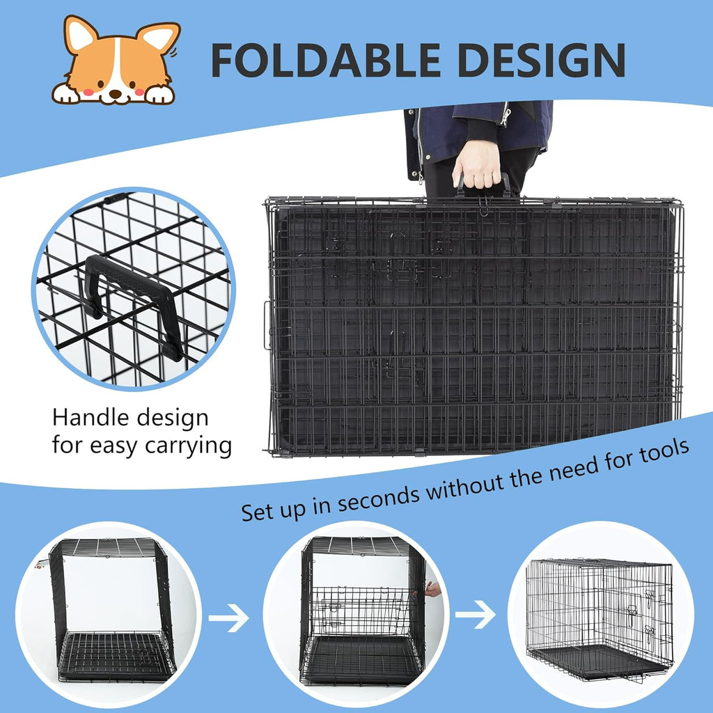 🐶 Foldable Dog Kennel 🏡 Removable Divider for Safe & Cozy Pets