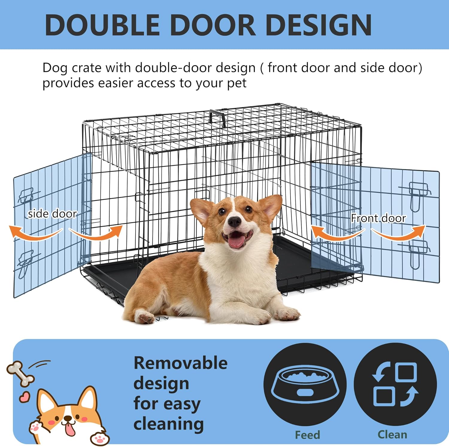 🐶 Foldable Dog Kennel 🏡 Removable Divider for Safe & Cozy Pets