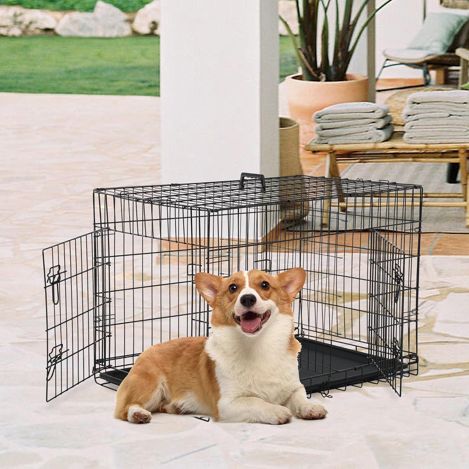 🐶 Foldable Dog Kennel 🏡 Removable Divider for Safe & Cozy Pets
