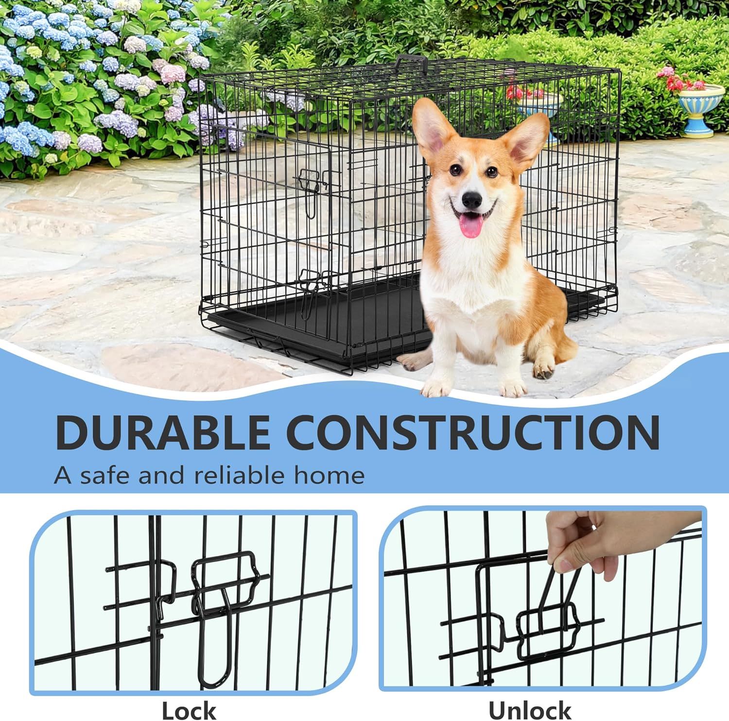 🐶 Foldable Dog Kennel 🏡 Removable Divider for Safe & Cozy Pets