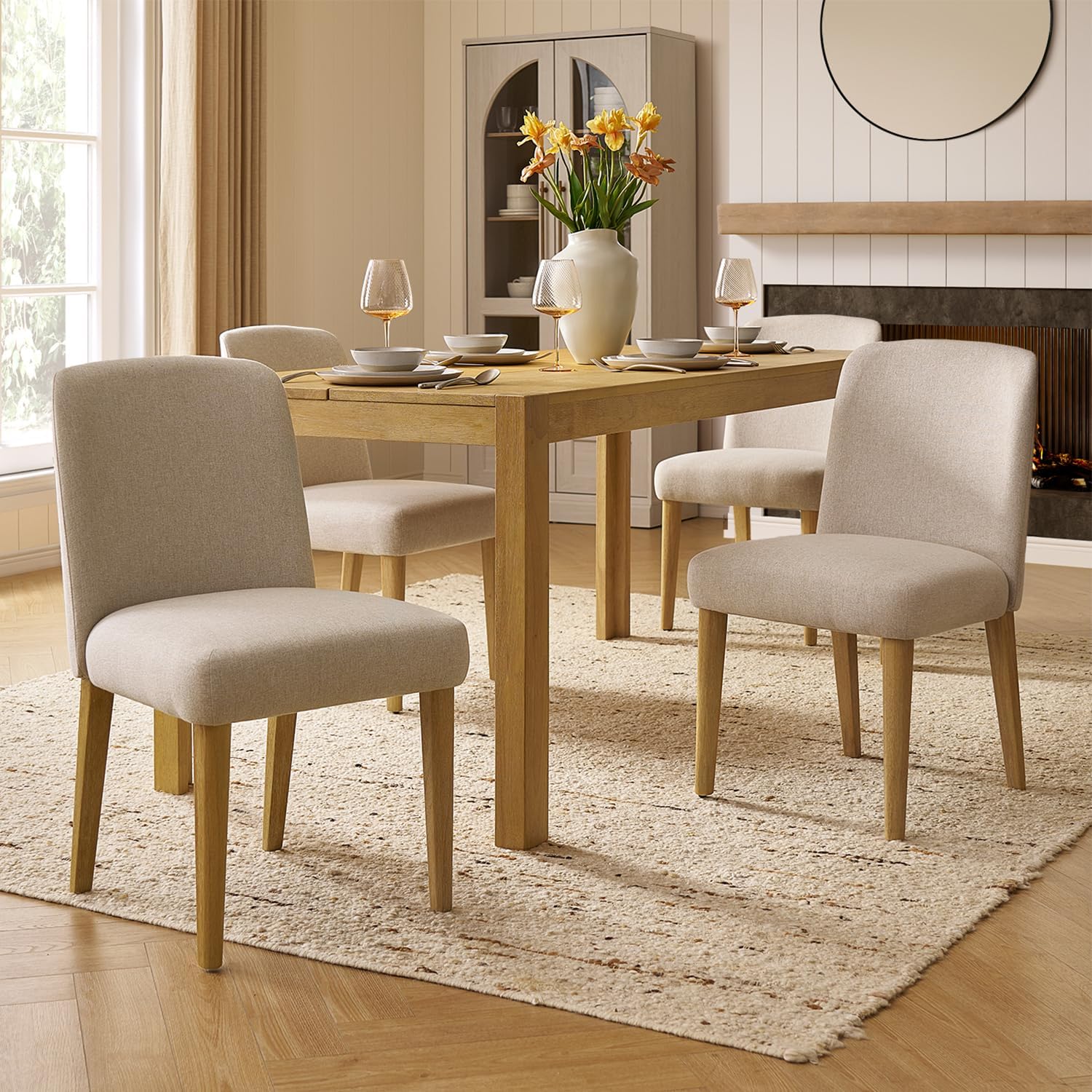 🪑 Upholstered Farmhouse Dining Chair 🌿 Comfortable & Stylish Seating for Home