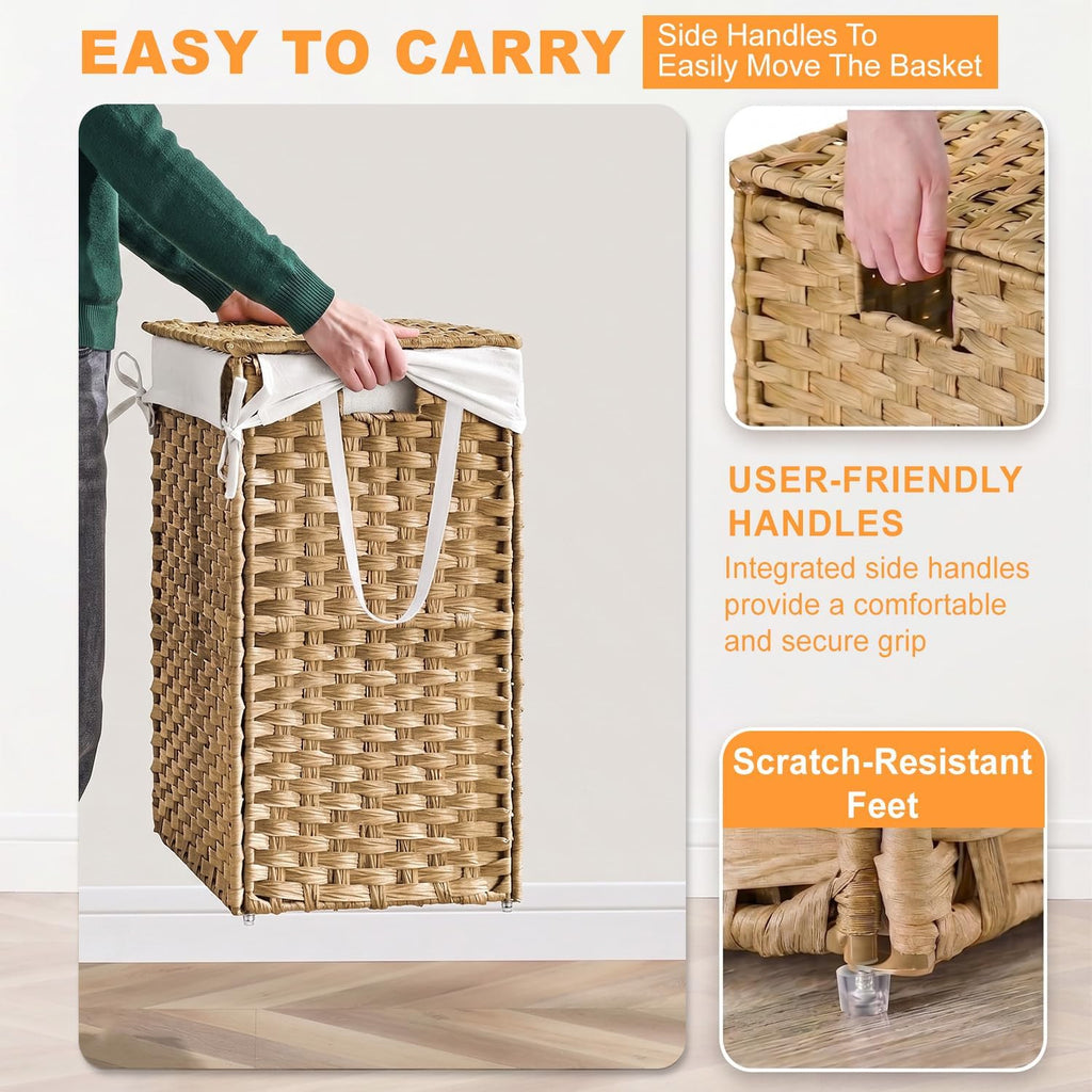 🧺 Handwoven Laundry Basket 🌿 Stylish & Removable Storage for Home