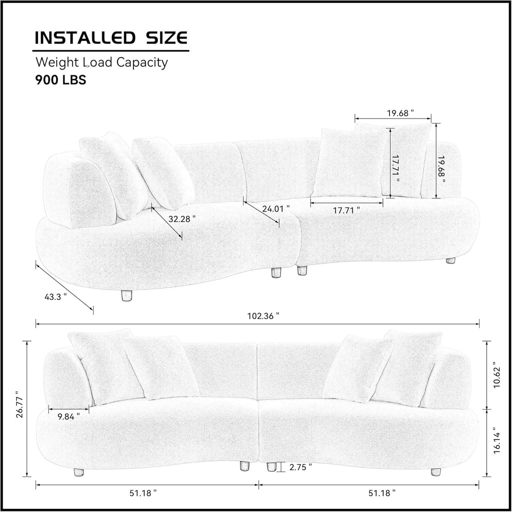🛋️ Mid-Century Half-Moon Sectional Sofa 🌙 Stylish Comfort for Any Apartment