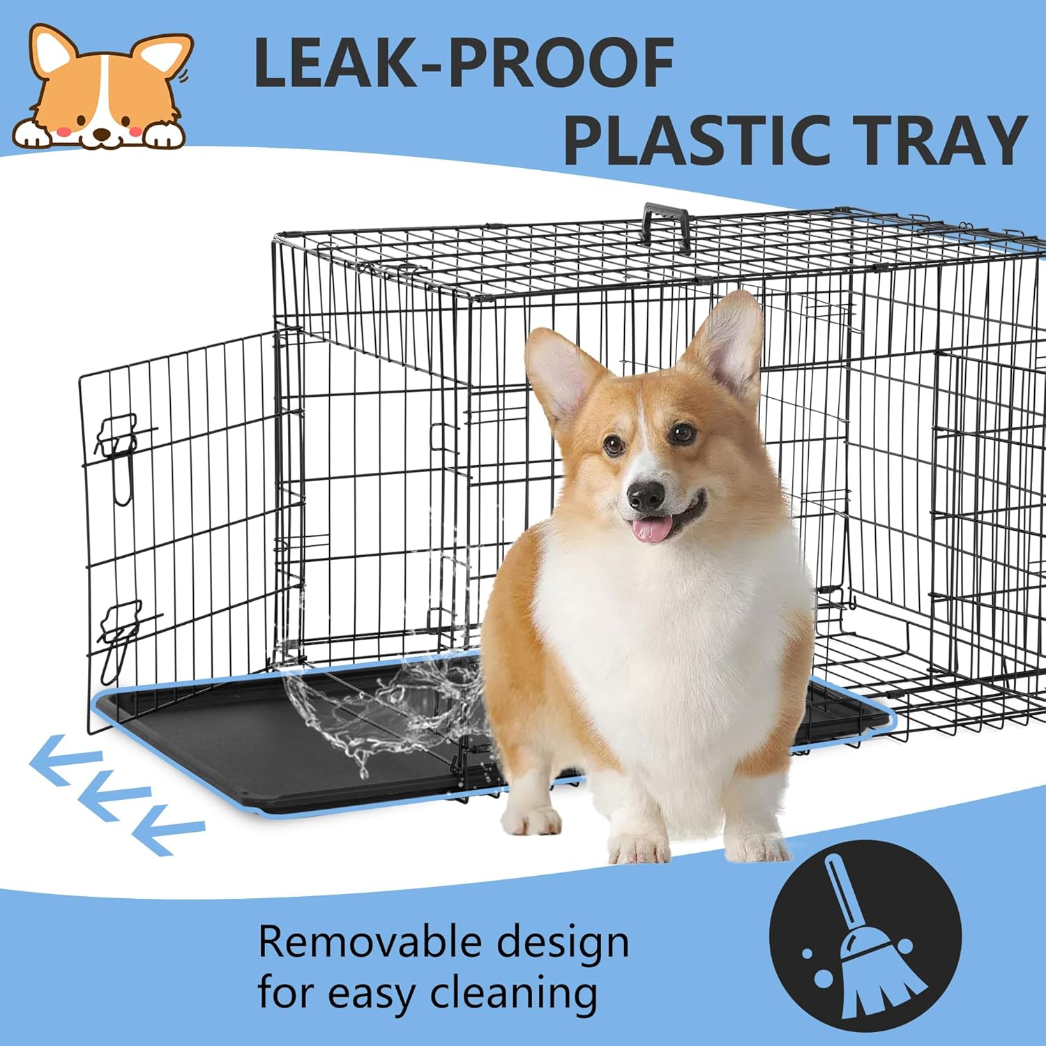 🐶 Foldable Dog Kennel 🏡 Removable Divider for Safe & Cozy Pets
