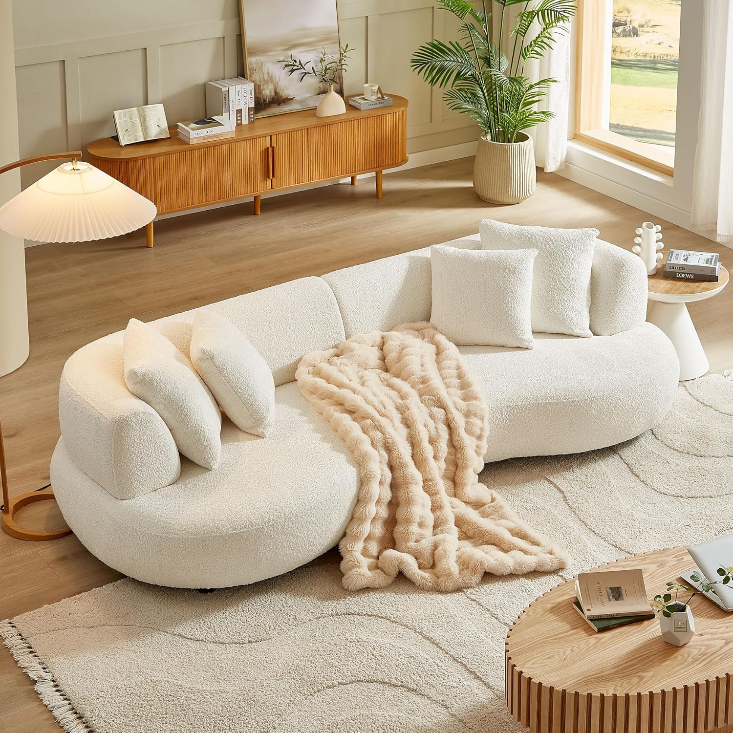 🛋️ Mid-Century Half-Moon Sectional Sofa 🌙 Stylish Comfort for Any Apartment